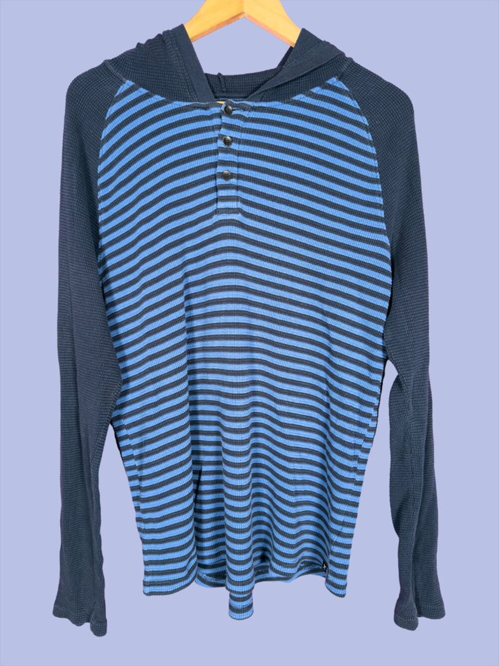 Hurley Faded Striped Hoodie Blue Sweater 100% Cotton Size XL